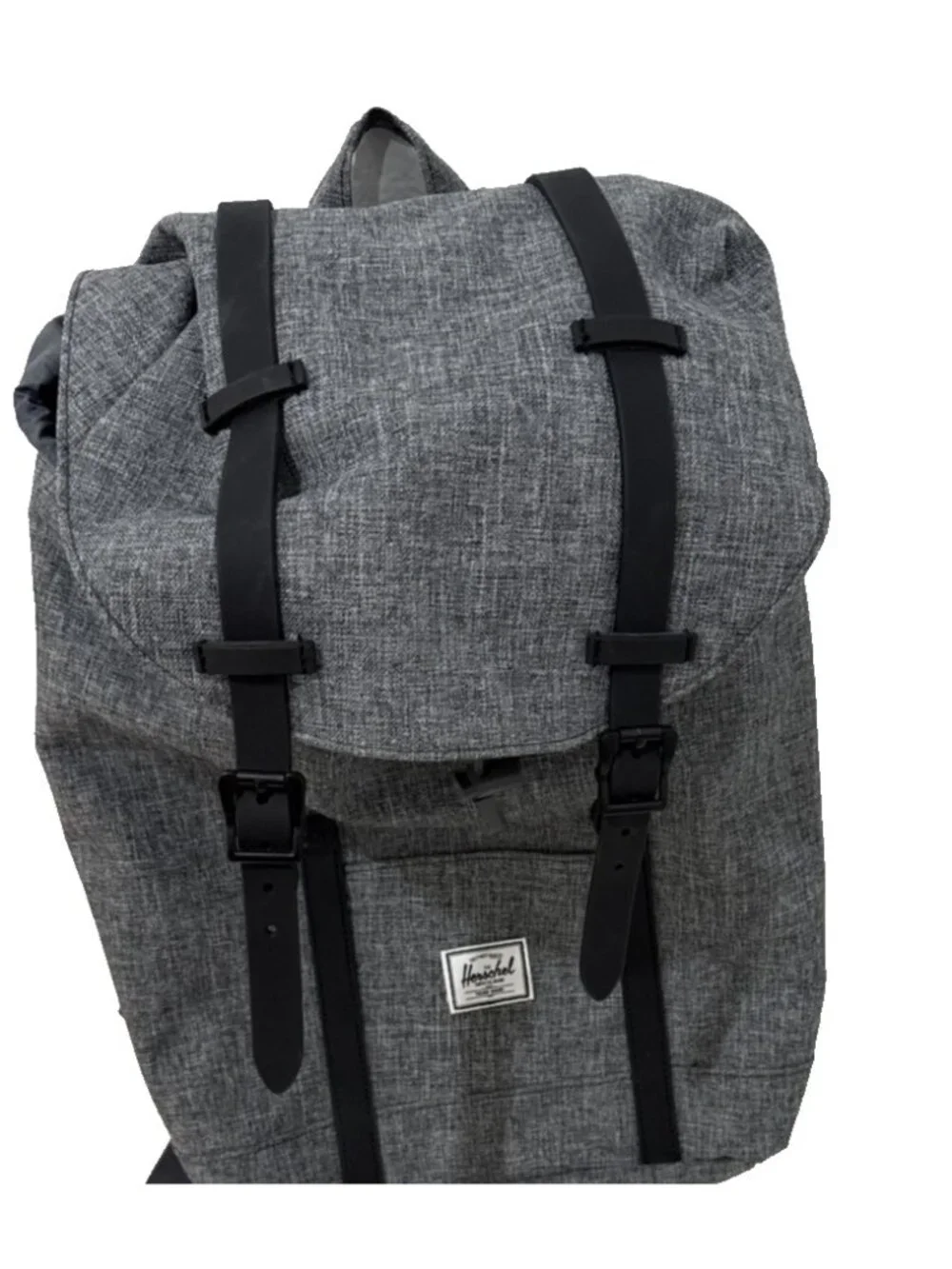 Herschel Supply Co Gray Laptop Backpack Raven Crosshatch and Red White Stripe